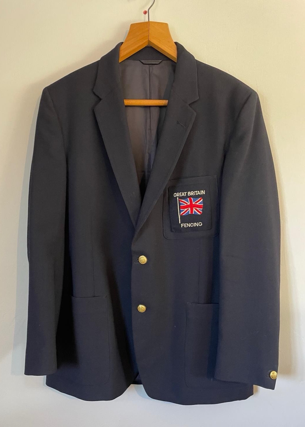 Vintage 1968 /70 Team GB Fencing Team Blazer Sumrie Rowans Brass Rose Buttons