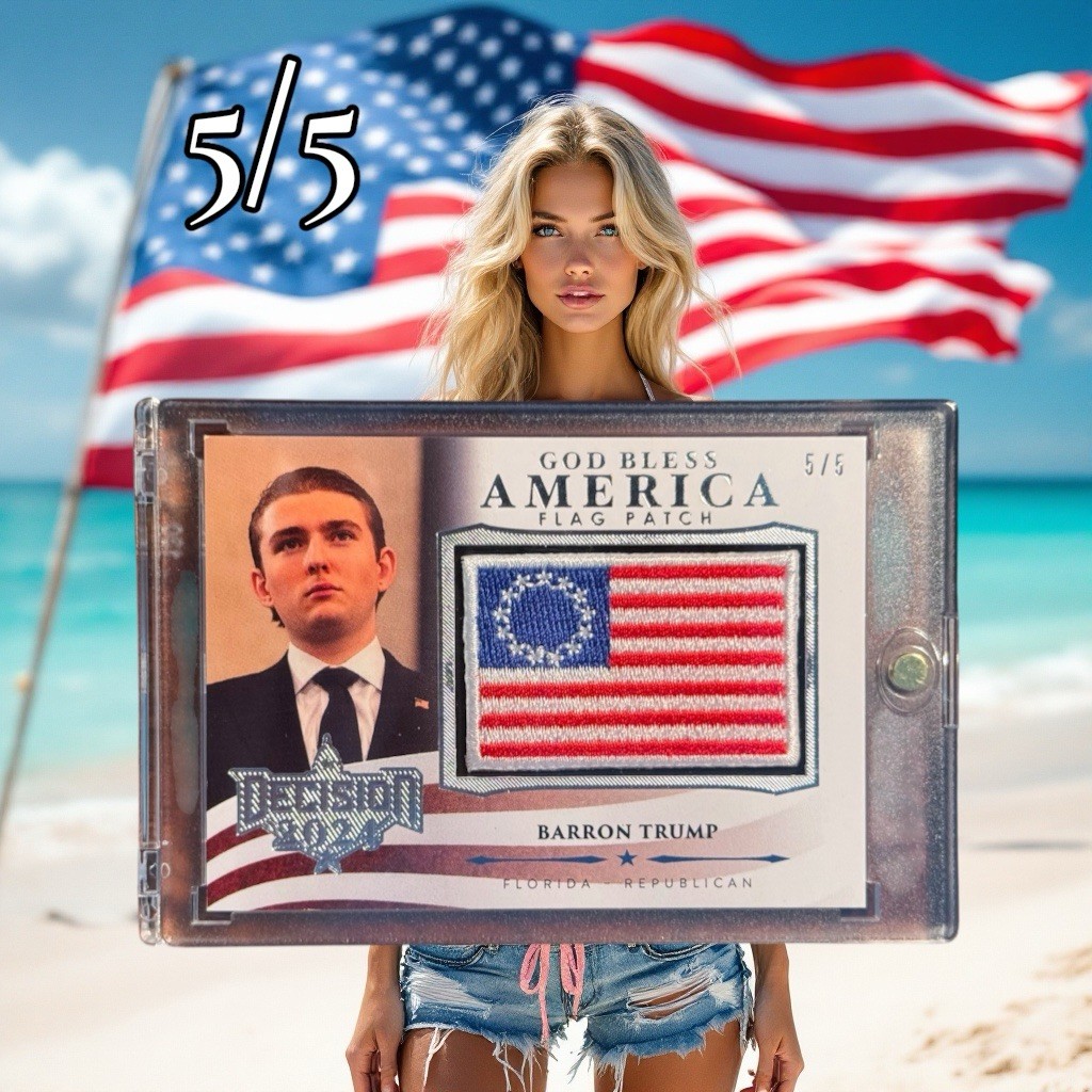 2024-25 Decision Barron Trump God Bless America Flag Patch 5/5 RARE 2024-25 Decision Barron Trump God Bless America Flag Patch 5/5 RARE