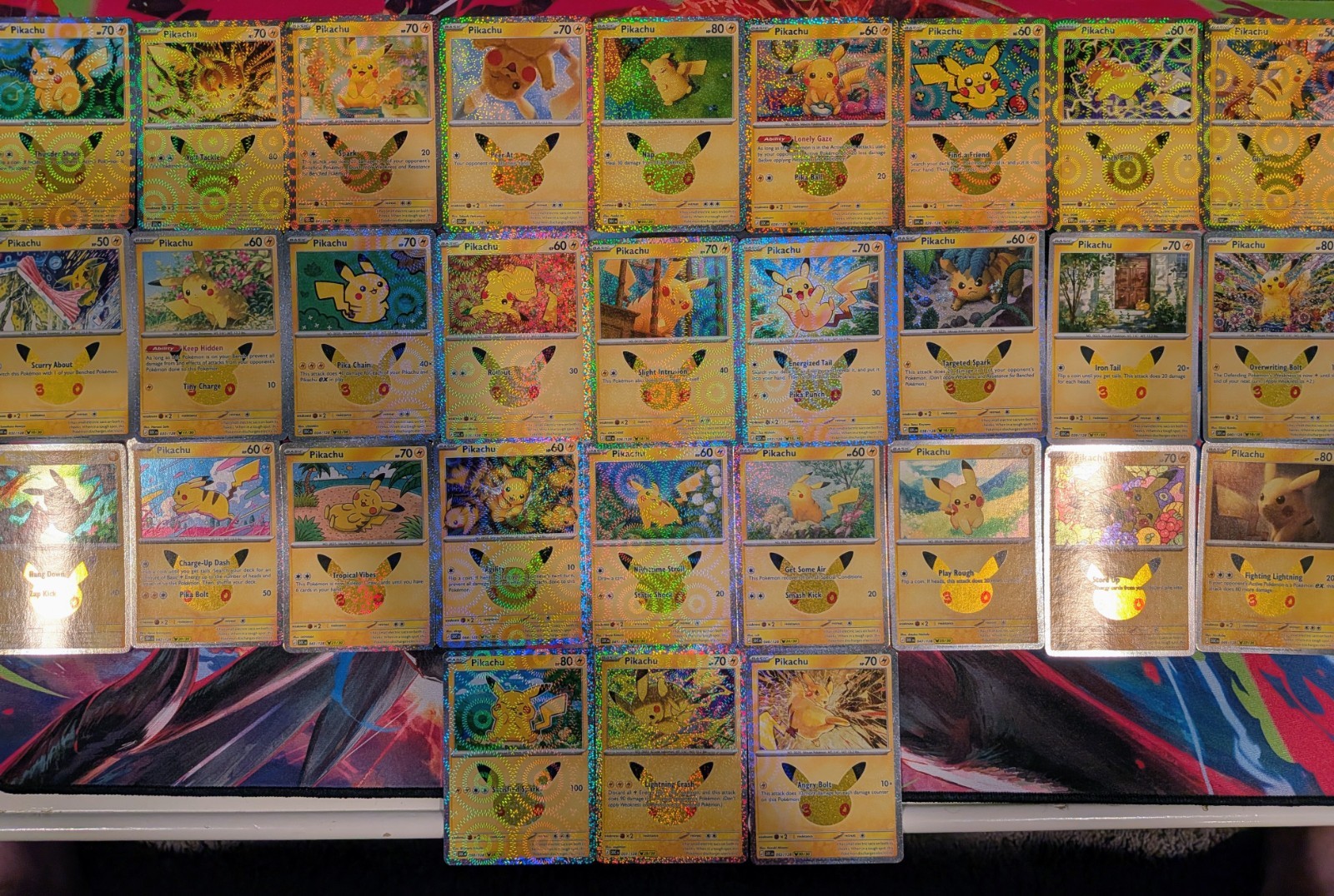 Pikachu 30th Anniversary Celebration Pokemon TCG Pikachu Holo Complete Set Of 30 Pikachu 30th Anniversary Celebration Pokemon TCG Pikachu Holo Complete Set Of 30
