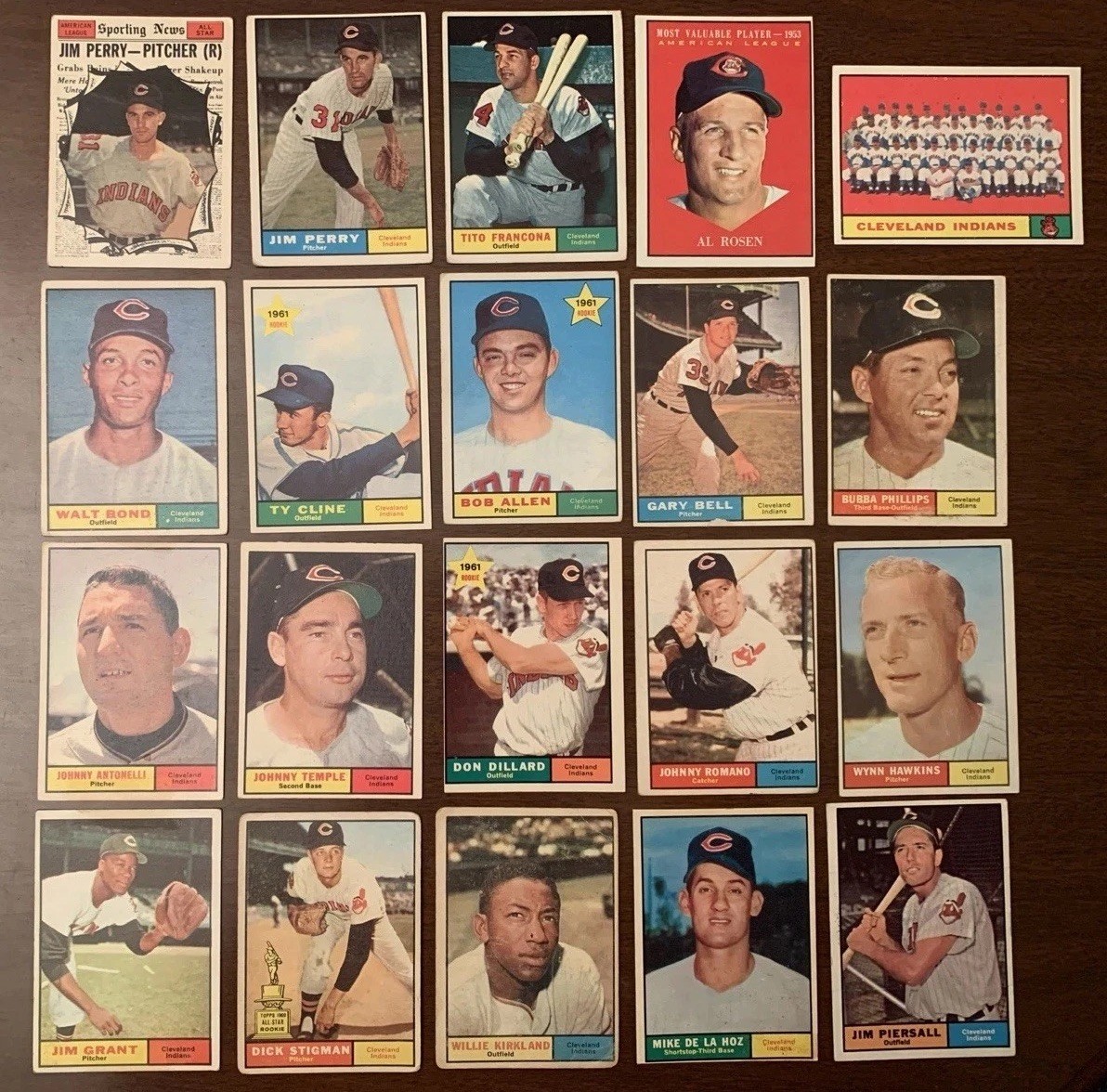 1961+1962 Topps MLB BASEBALL CLE INDIANS Card Lot(20)+(19)Perry+Stars+High+Low#s 1961+1962 Topps MLB BASEBALL CLE INDIANS Card Lot(20)+(19)Perry+Stars+High+Low#s