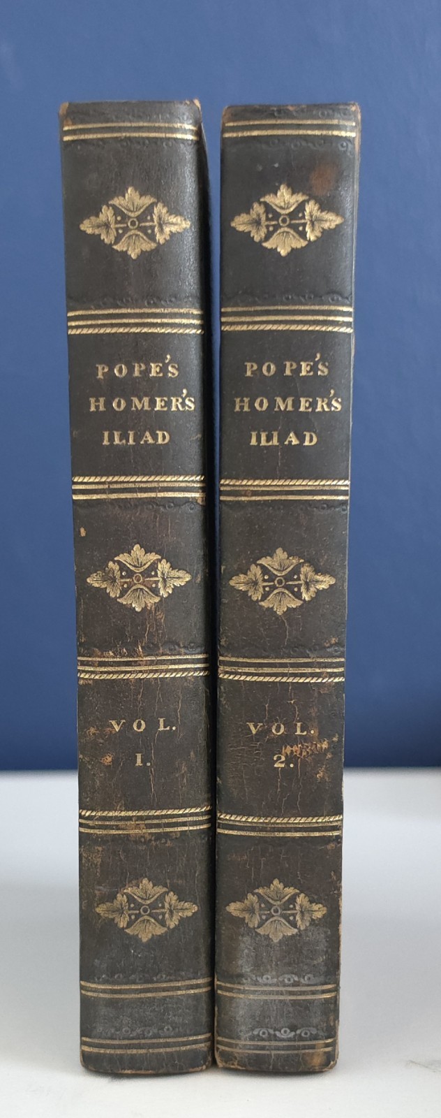 1820 Homer’s Iliad Alexander Pope 2 Vols Antique Leather Binding Engraved