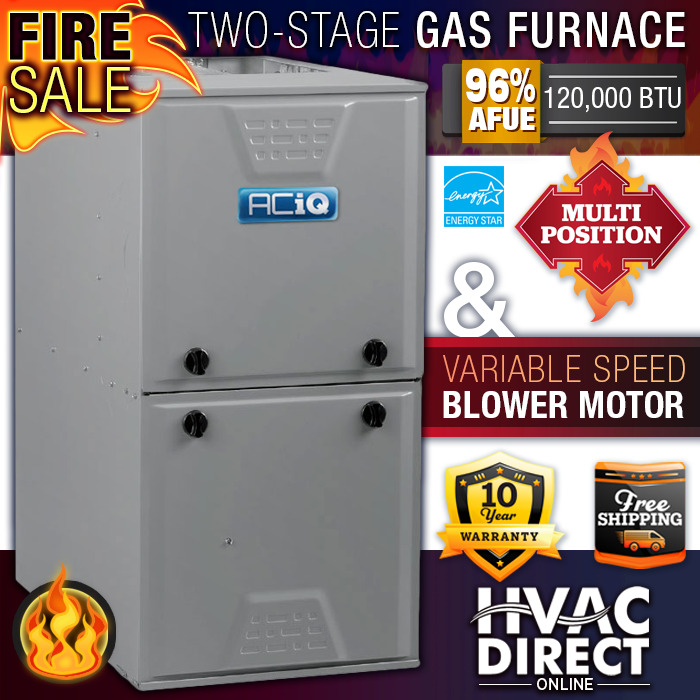 Central 120K BTU Gas Furnace 96% 2-Stage, 5-Ton Variable Speed, Multi-Positional