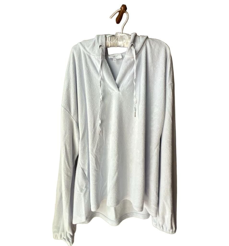 Soma Weekend V-Neck Hooded Sweatshirt Size L Blue Terry