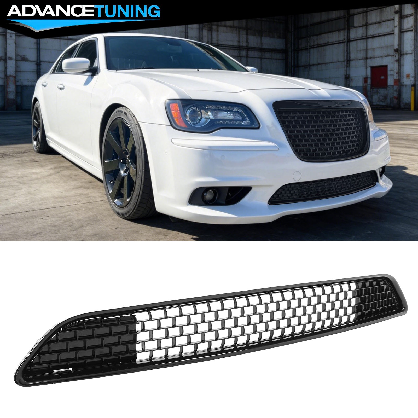 For 11-14 Chrysler 300 SRT8 Gloss Black SRT8 Style Front Lower Mesh Grille ABS