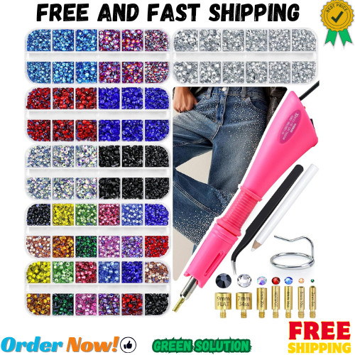 Hotfix Rhinestones Applicator Kit with 11000PCS Hot Fix Crystals 3Mm 4Mm 5Mm, Be