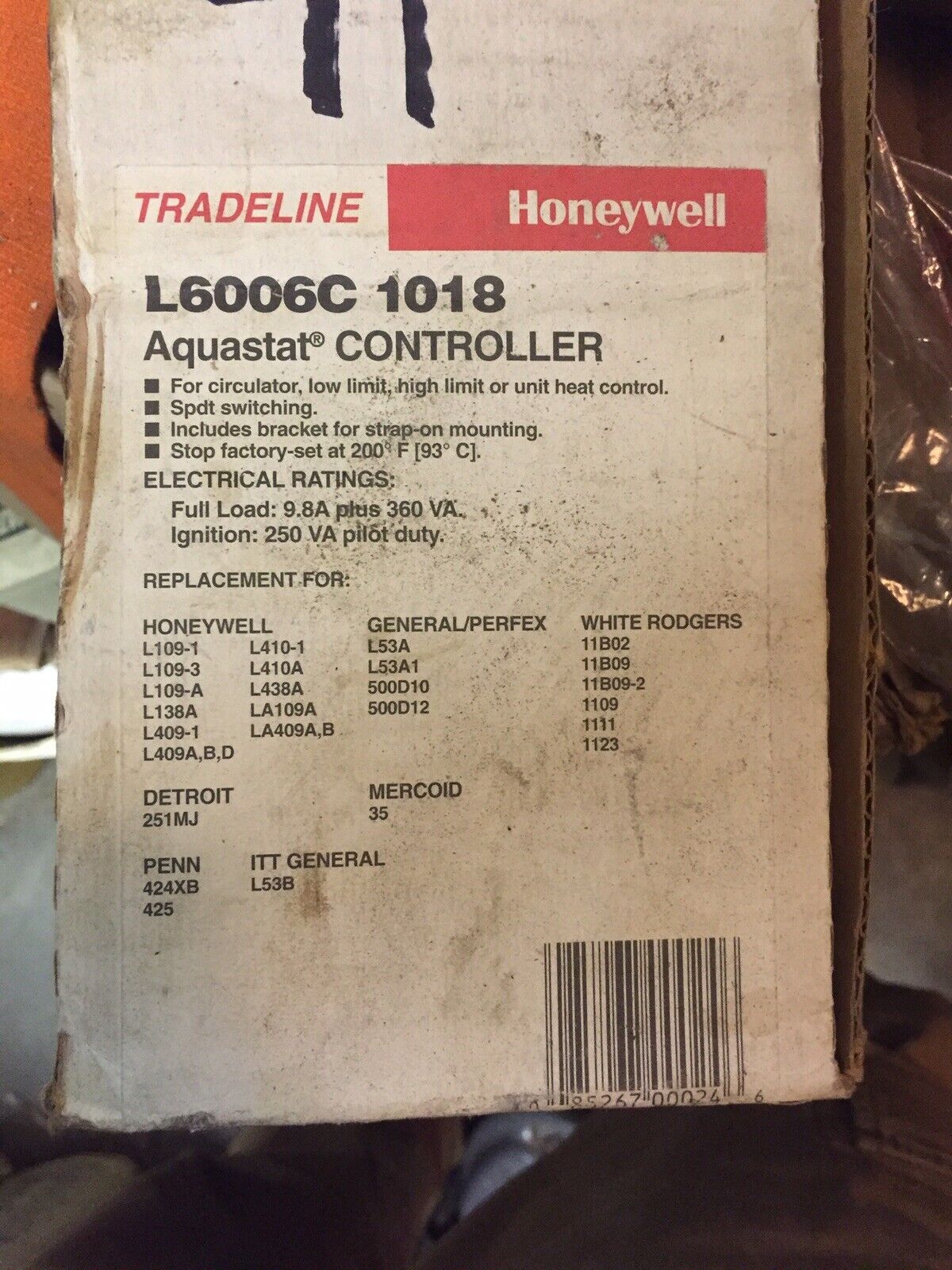 Honeywell L6006C 1018 Tradeline High /Low Limit Aquastat Controller. Brand New