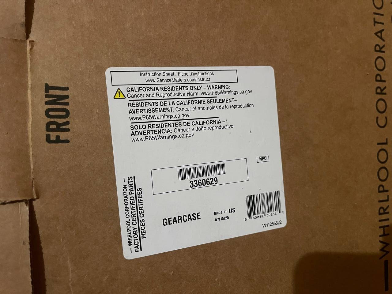 π§ Whirlpool 3360629 Washer Transmission Gearcase Direct Drive OEM Factory New π§ Whirlpool 3360629 Washer Transmission Gearcase Direct Drive OEM Factory New