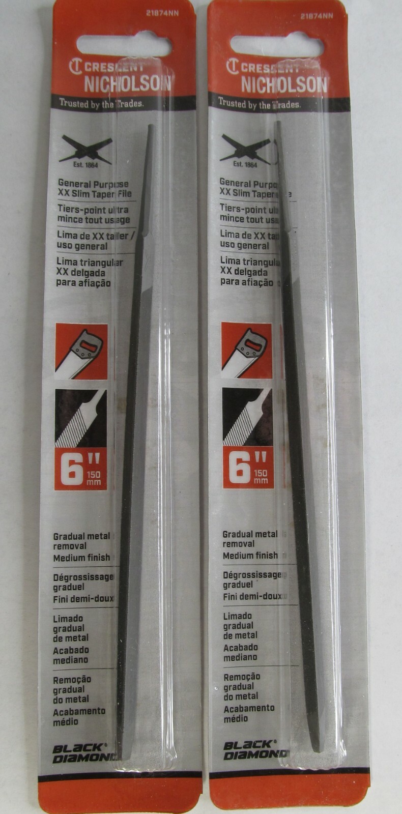 2x NICHOLSON BLACK DIAMOND 21874NN GENERAL PURP /HAND SAW XX SLIM TAPER FILES 6\