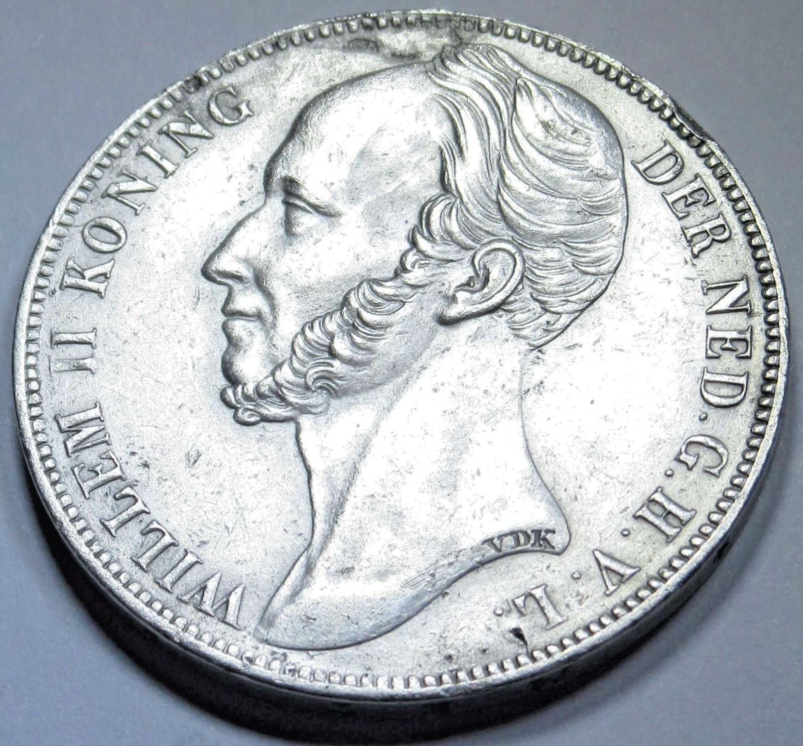 Netherlands 1843 Silver 1 Gulden Rare Key Date XF-AU Genuine Antique 1800\'s Coin