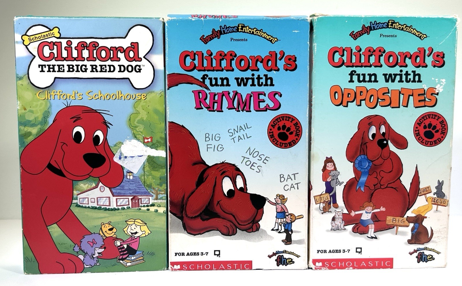 VTG 1992 Lot Of 3 Clifford's VHS Tapes • Fun W/Opposites Rhymes Schoolhouse VTG 1992 Lot Of 3 Clifford's VHS Tapes • Fun W/Opposites Rhymes Schoolhouse