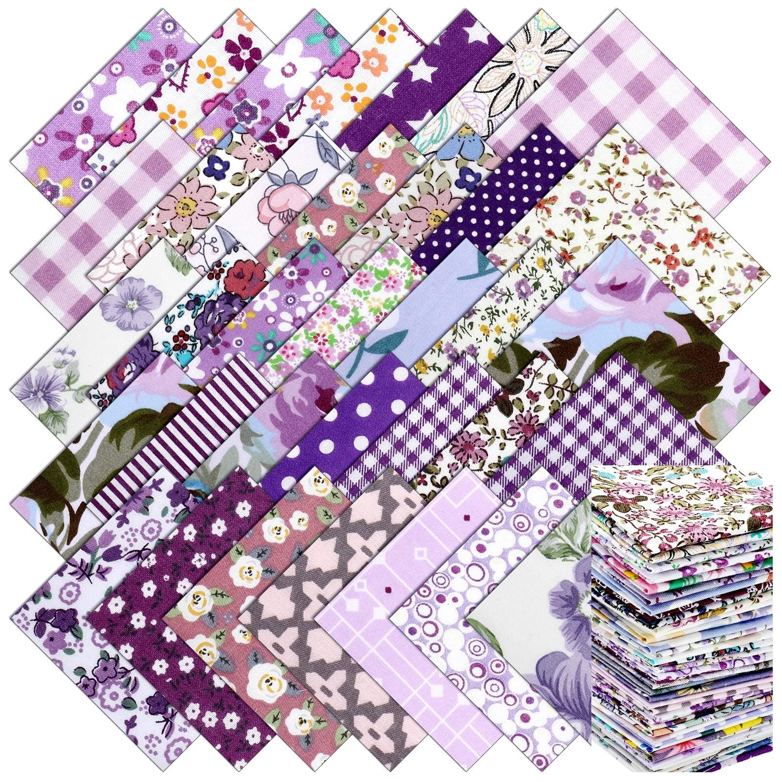 800 PCS Cotton Fabric PreCut Quilting Squares Floral Patchwork 4x4 Inch