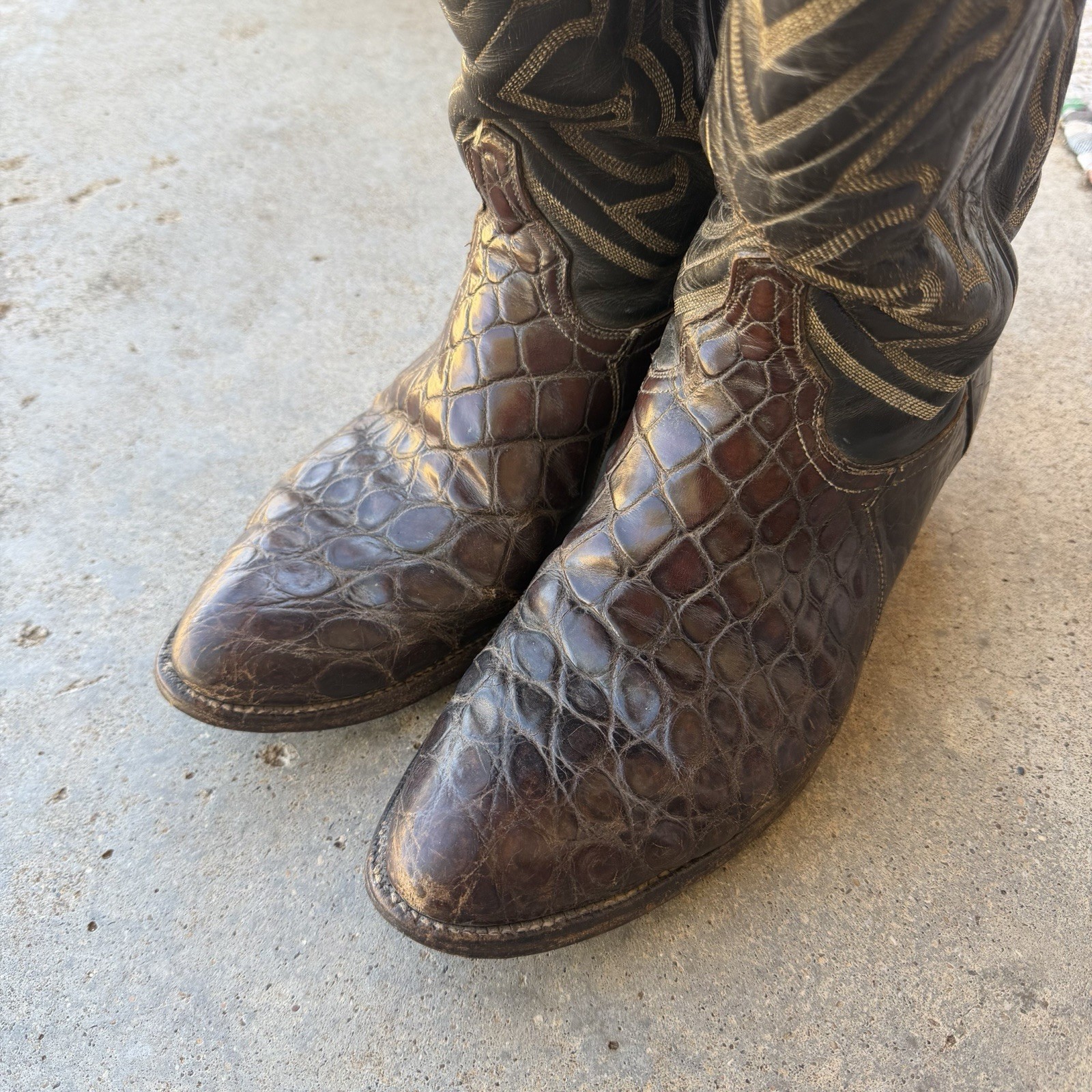 Tony Lama El Ray Men\'s Dark Brown Alligator Belly Cowboy Boots Size 10D Vtg Tony Lama El Ray Men\'s Dark Brown Alligator Belly Cowboy Boots Size 10D Vtg