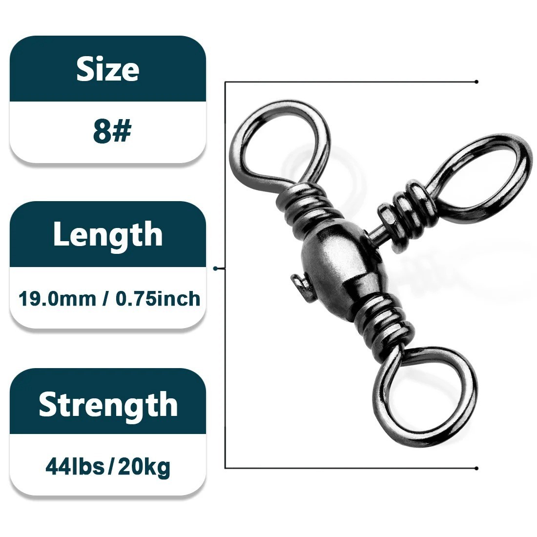 25-Pack 3 Way Swivels Fishing Tackle High Strength Stainless Steel 25-Pack 3 Way Swivels Fishing Tackle High Strength Stainless Steel