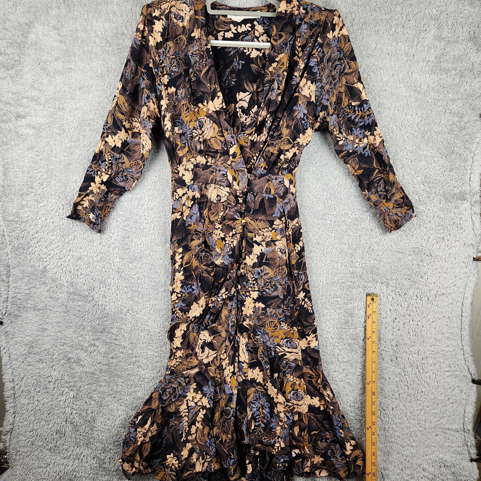 Vintage Barbara Barbara Dress Womens Medium Black Floral Fairy Grunge Ruffle 80s
