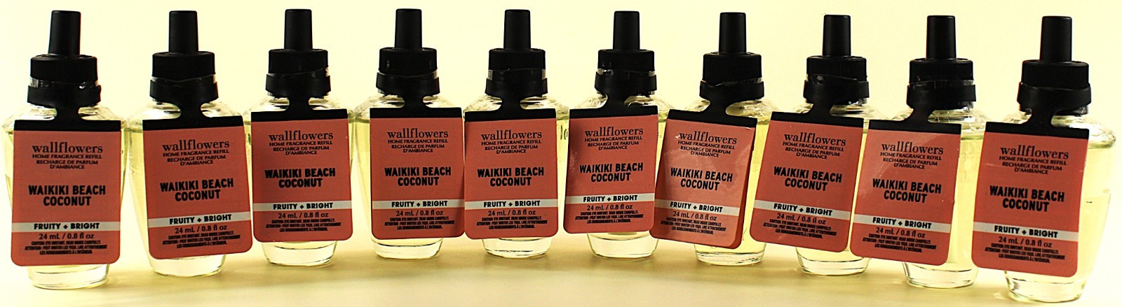 QTY 10 Bath & Body Works WAIKIKI BEACH COCONUT Wallflowers Fragrance Oil Refills QTY 10 Bath & Body Works WAIKIKI BEACH COCONUT Wallflowers Fragrance Oil Refills