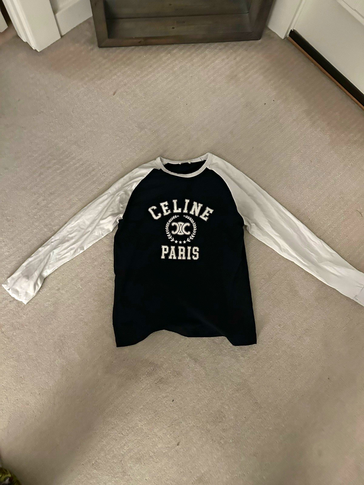 CELINE Paris Logo Shirt Activewear Top Black/White Size M New w/ Tags CELINE Paris Logo Shirt Activewear Top Black/White Size M New w/ Tags