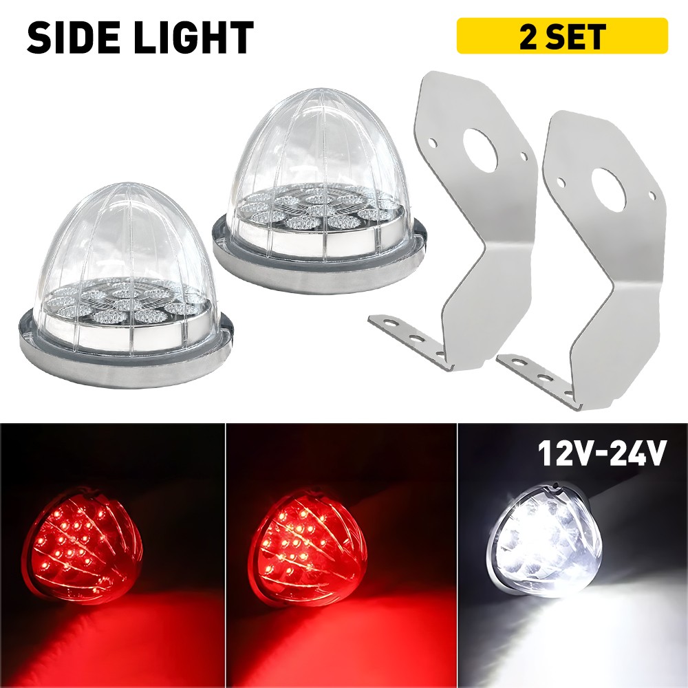 2x  Watermelon Light & Frame Bracket Angled Mount Billet Clamp Red White Lamp