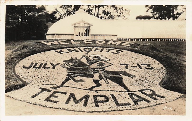 Postcard CA: RPPC Welcome Knights Templar Floral  July 7-13, San Francisco 1934