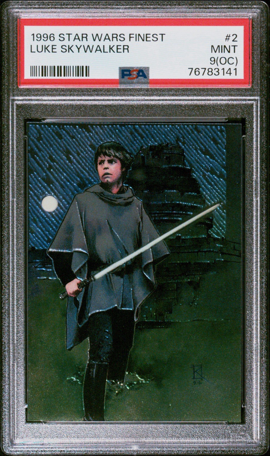 VINTAGE 1996 TOPPS FINEST STAR WARS #2 LUKE SKYWALKER 1ST CHROME PSA 9 (OC) Mint VINTAGE 1996 TOPPS FINEST STAR WARS #2 LUKE SKYWALKER 1ST CHROME PSA 9 (OC) Mint
