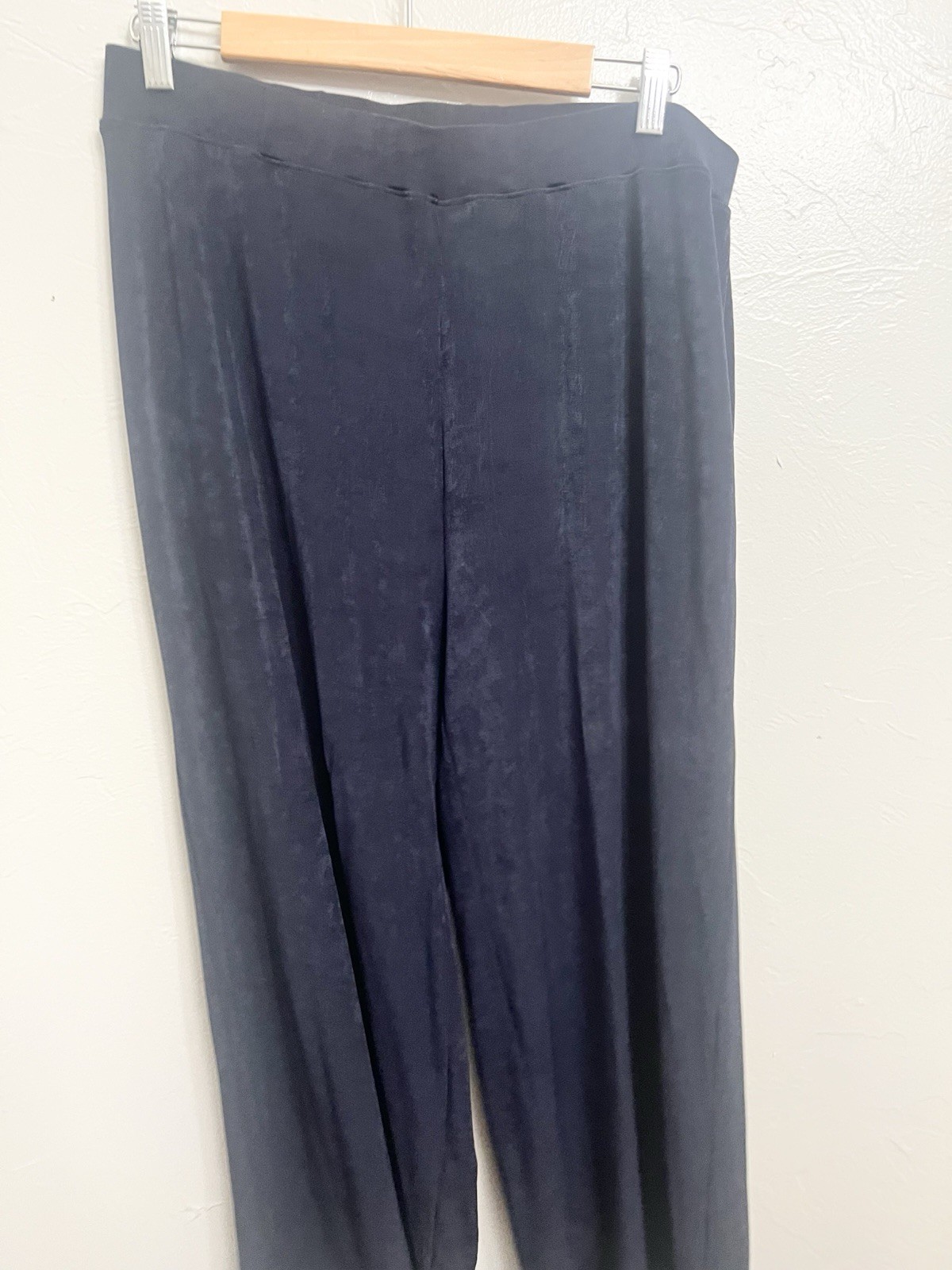 Chico\'s Travelers Women\'s Size 2 Large Blue Pants Crop Stretch Slinky Wide Leg