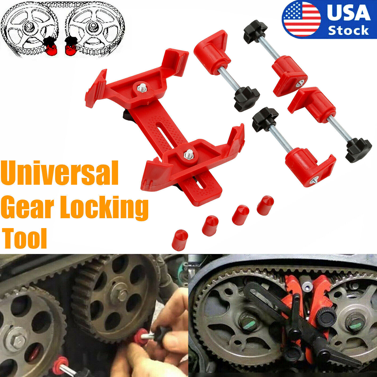 Universal Camshaft Dual Cam Clamp Alignment Timing Belt Holder Gear Locking Tool