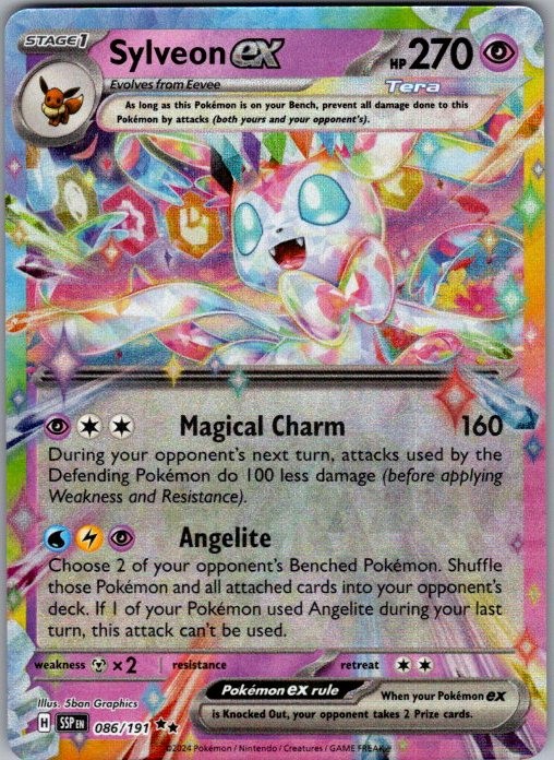 SURGING SPARKS SYLVEON EX 086/191 RR POKEMON HOLO NM SURGING SPARKS SYLVEON EX 086/191 RR POKEMON HOLO NM