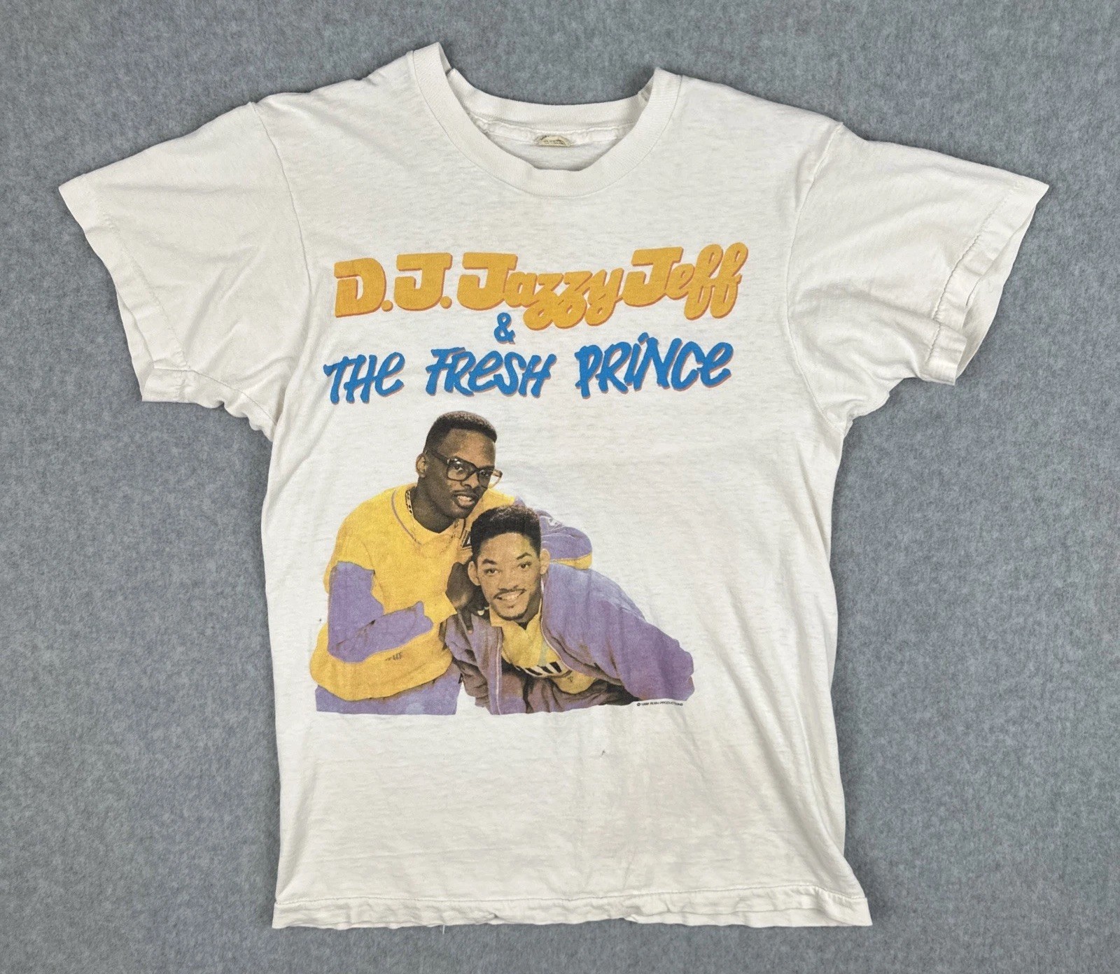 Vtg Screen Stars M White SS Shirt Made In USA DJ Jazzy Jeff Fresh Princes 80s