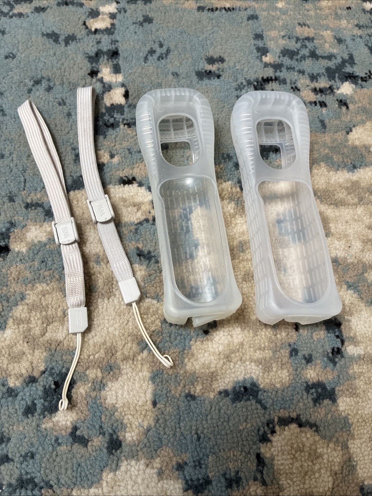 OEM Nintendo Wii Remote QTY-2 Silicone Jackets + QTY-2 Wrist Straps - Cleaned