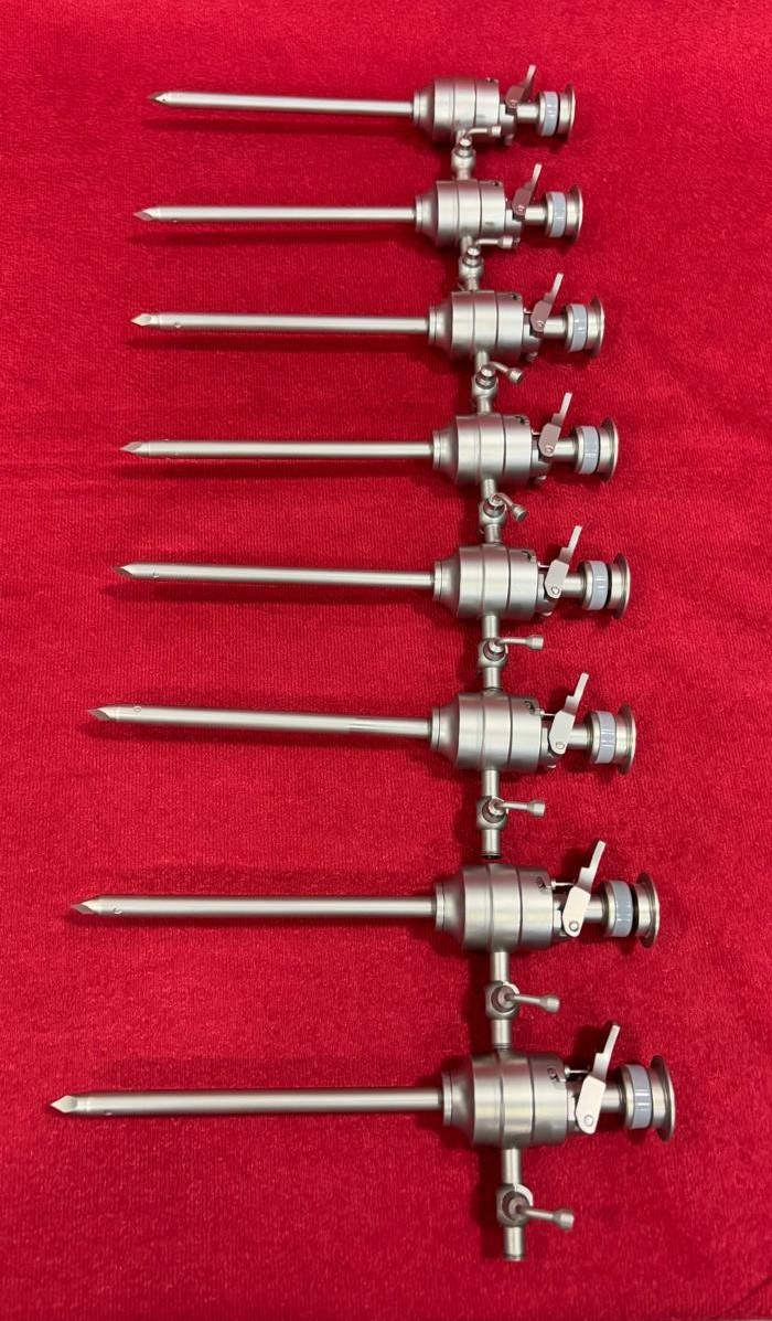 8pc-Laparoscopic Trocar Cannula 5mmx90mm SS Best Quality Reusable Instruments