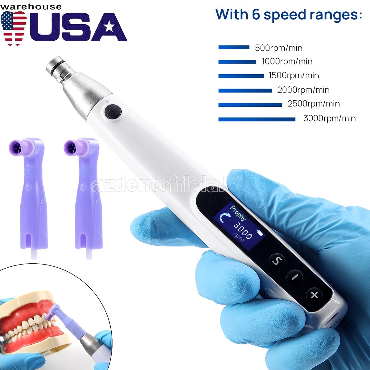 AZDENT Dental Cordless Electric Hygiene Prophy Polishing Handpiece 360° Swivel