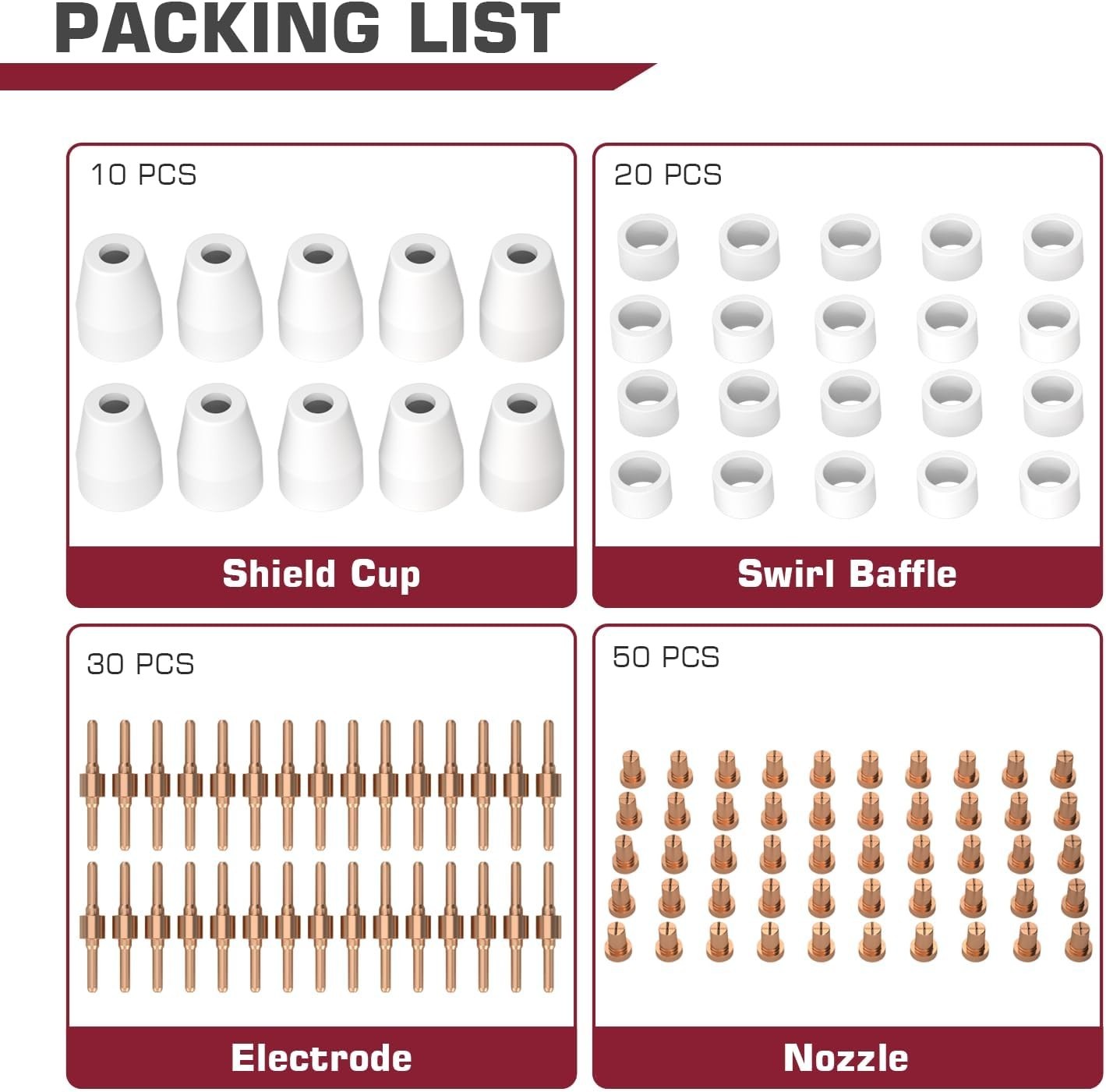 ARCCAPTAIN 110PCS PT31 Plasma Cutting Consumables Fit CUT-45 CUT50 CT-312 MIG205