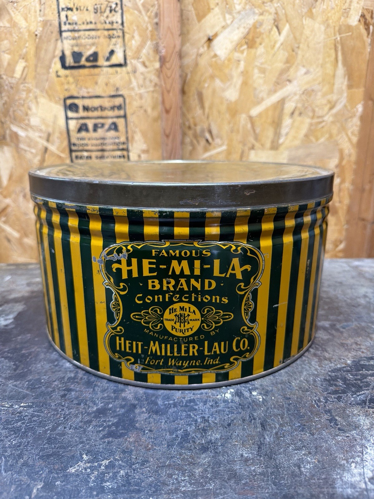 Vintage He-Mi-La Brand Confections Tin Fort Wayne Indiana Antique Candy Vintage He-Mi-La Brand Confections Tin Fort Wayne Indiana Antique Candy