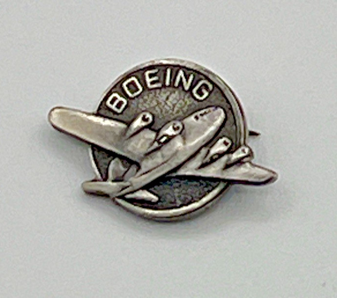 VINTAGE BOEING MODEL 307 STRATOLINER EMPLOYEE LAPEL PIN SAFTEY PIN BACK WWII ERA VINTAGE BOEING MODEL 307 STRATOLINER EMPLOYEE LAPEL PIN SAFTEY PIN BACK WWII ERA