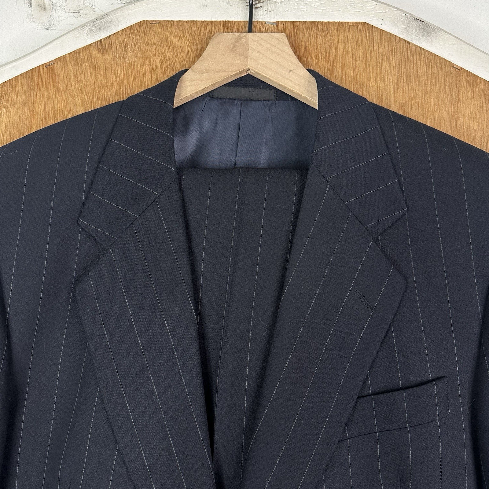 VTG Nick Hilton Suit Mens 40S Black Pinstripe 2 Button Wool Pants 34x29
