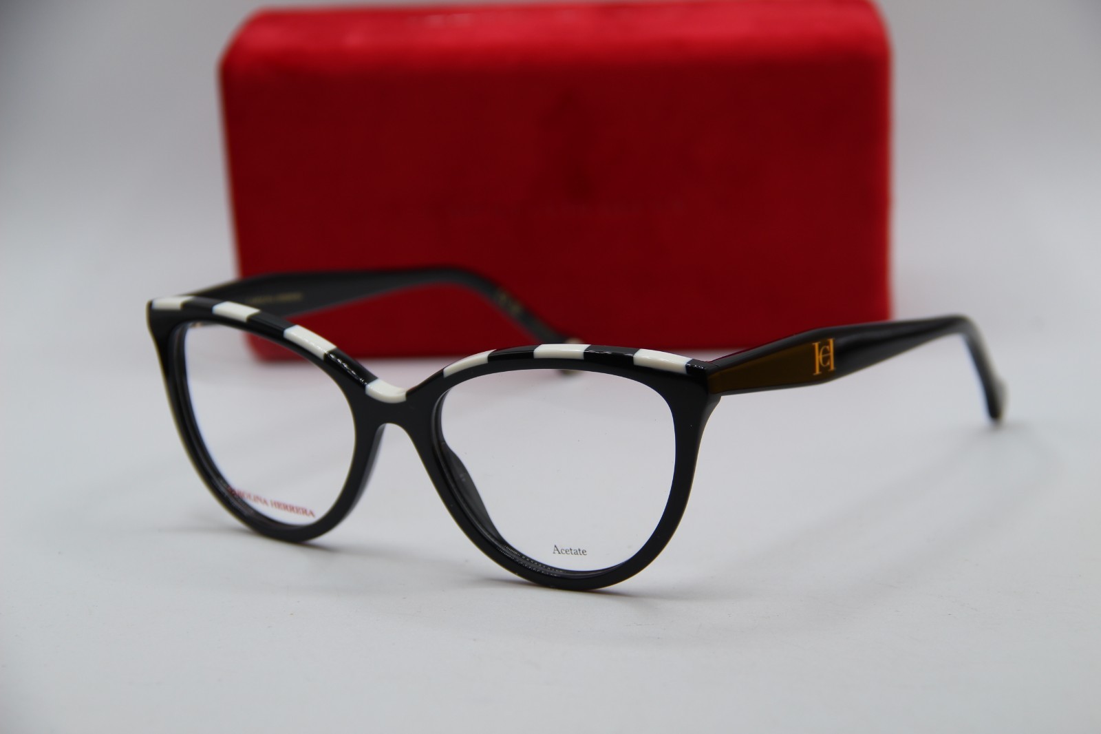NEW CAROLINA HERRERA HER 0148 80S BLACK WHITE AUTHENTIC FRAMES EYEGLASSES 53-17