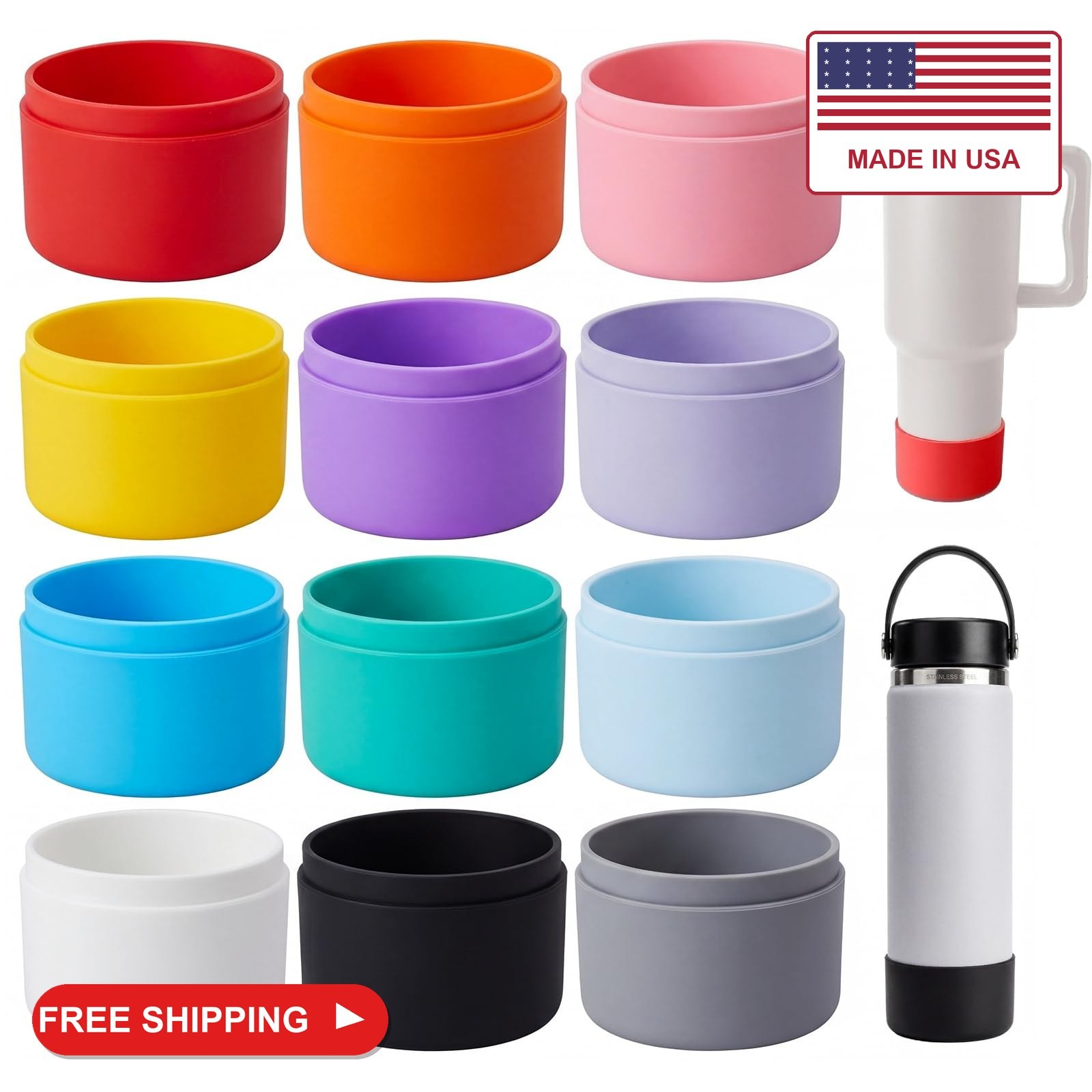Patelai 24 Pcs Silicone Bottle Boots for Water Tumbler, Bottom Protector, 2.8-3.