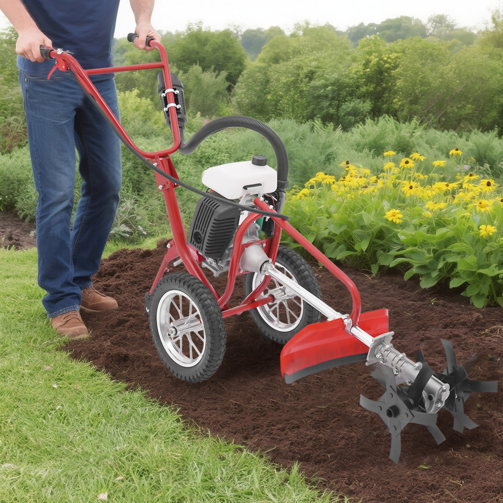 63cc 4-stroke Gasoline Micro Cultivator Mini Tiller For Garden Yard Work