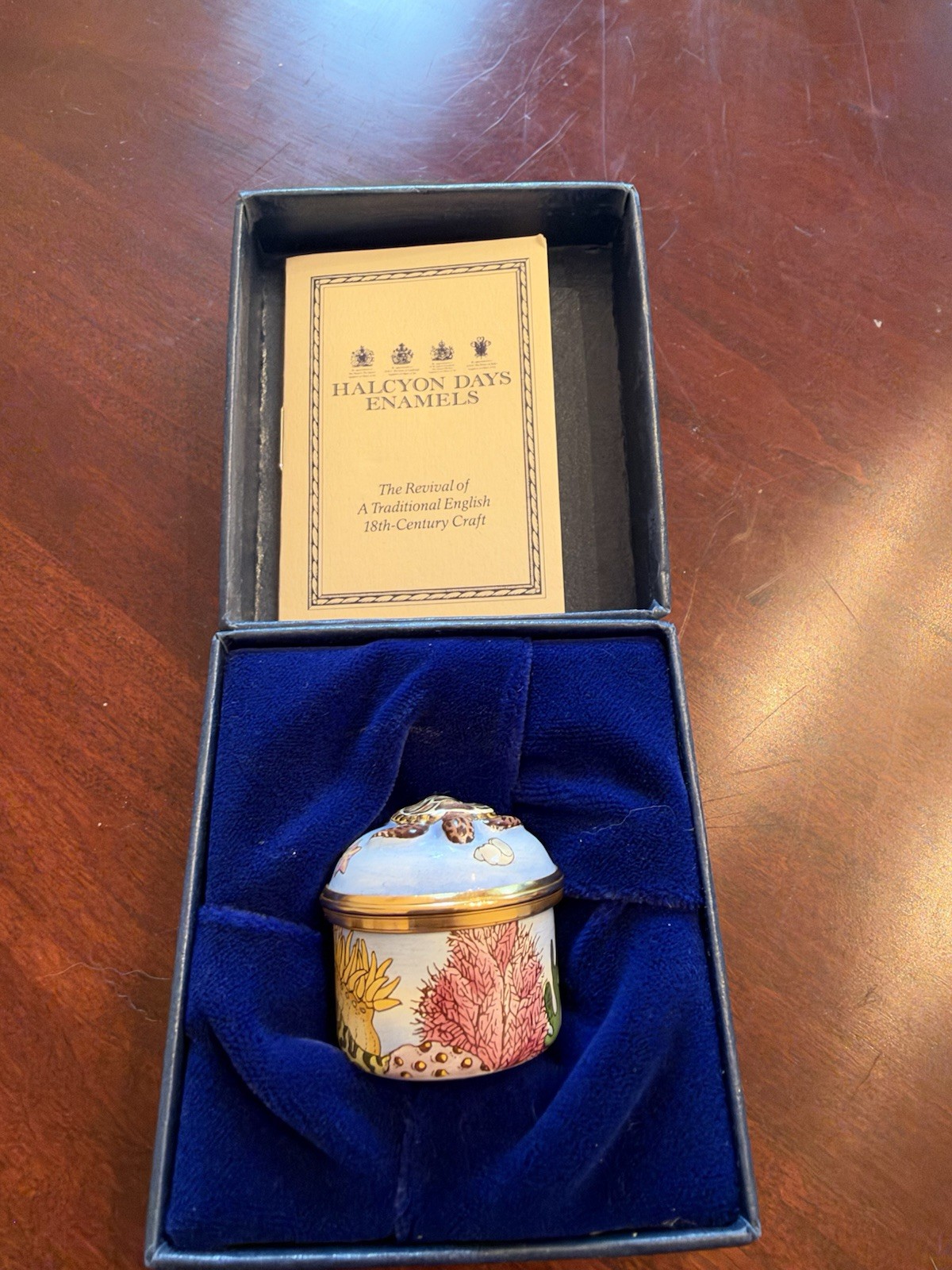 Halcyon Days Enamels Sea Turtle & Coral Reef Trinket Box w/ Box Booklet & Sleeve