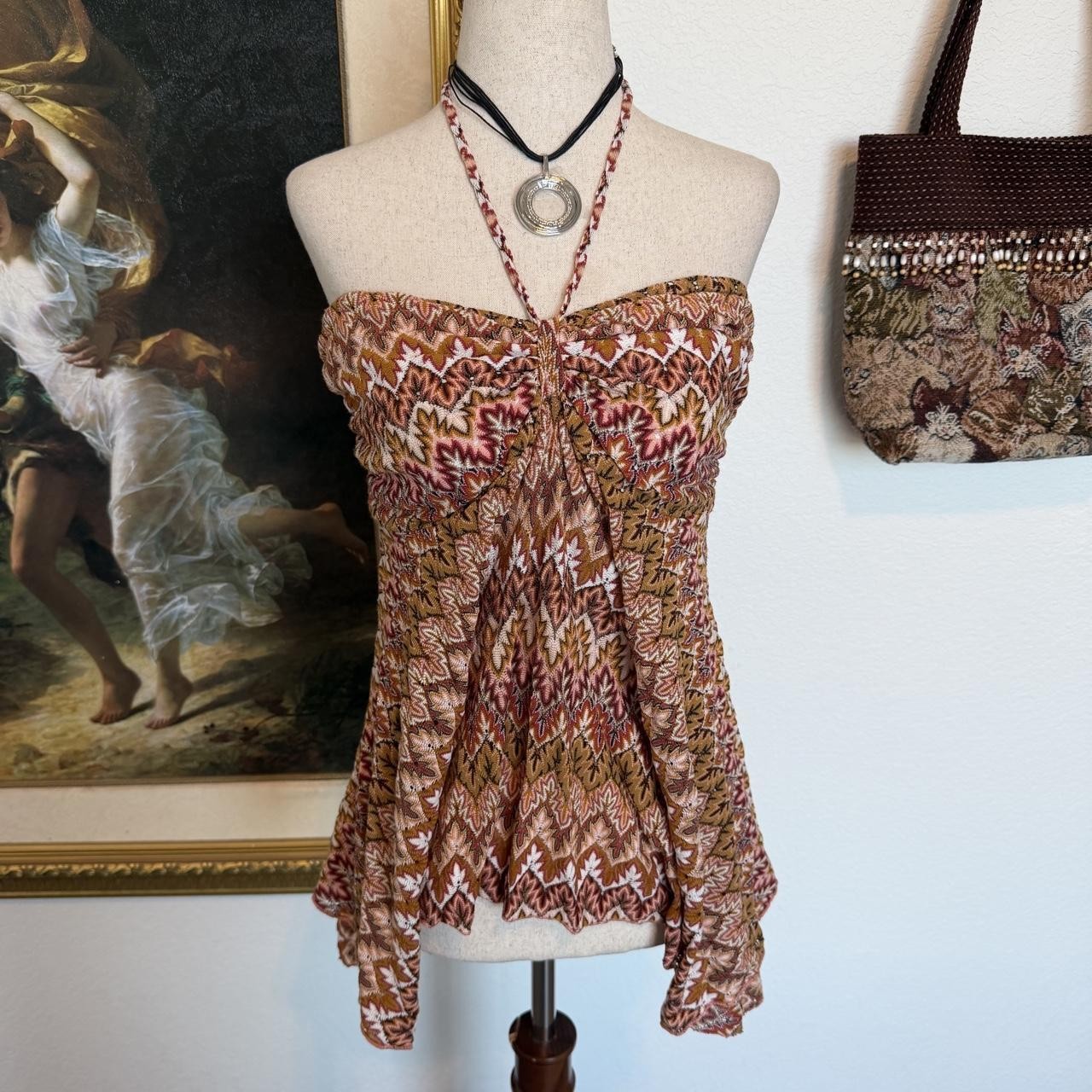 Y2K Boho Autumn Fairy Halter Asymmetrical Top Y2K Boho Autumn Fairy Halter Asymmetrical Top