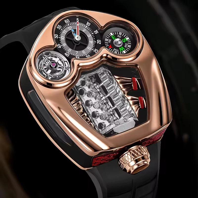 🔥USA🔥PINDU Engine Series Personality Leisure Barrel Hollow Men\'s P6658 Watch 🔥USA🔥PINDU Engine Series Personality Leisure Barrel Hollow Men\'s P6658 Watch