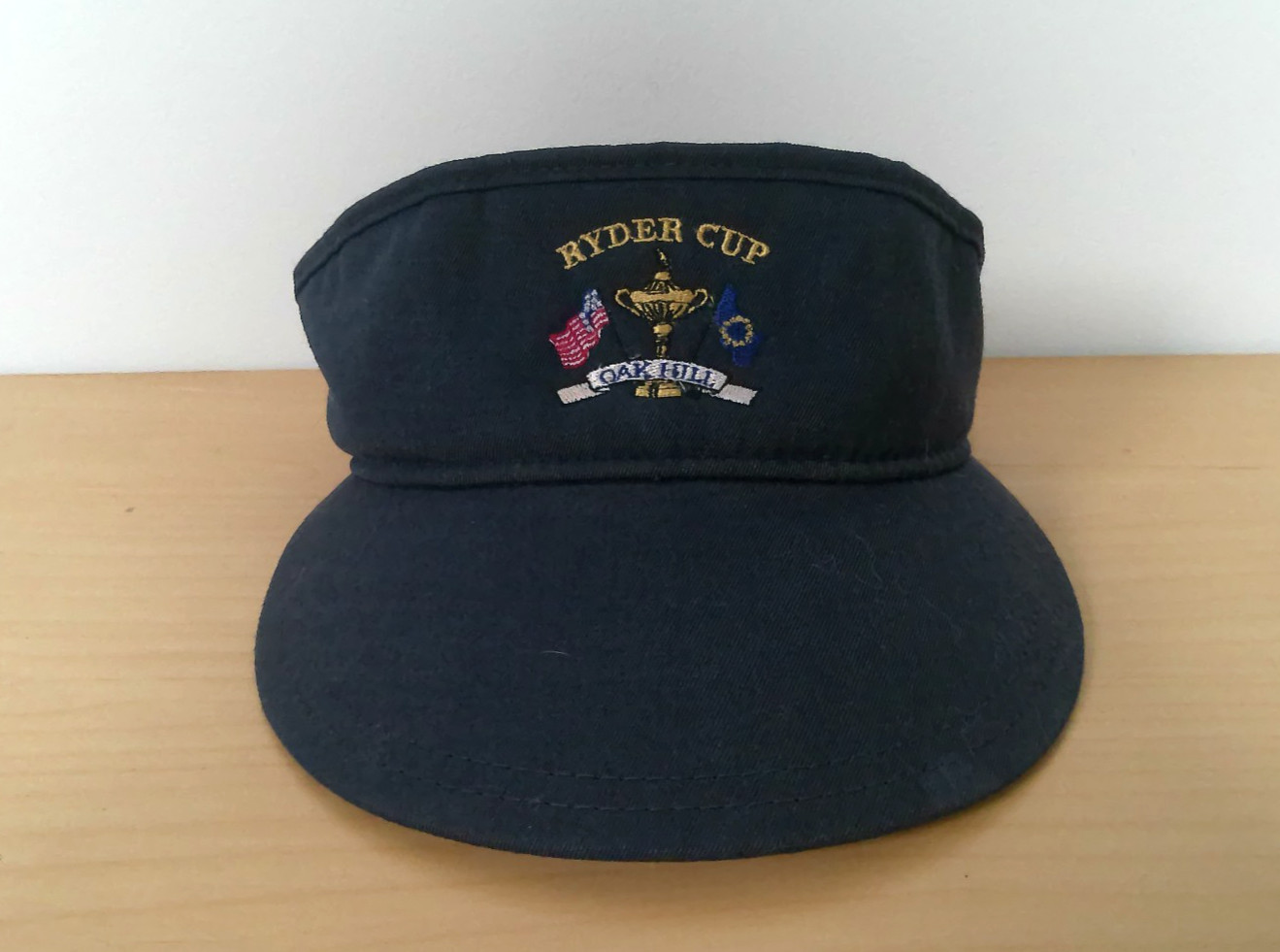 Vintage 1995 Ryder Cup Visor Hat Oak Hill New Era USA Made Navy Blue Golf Cap