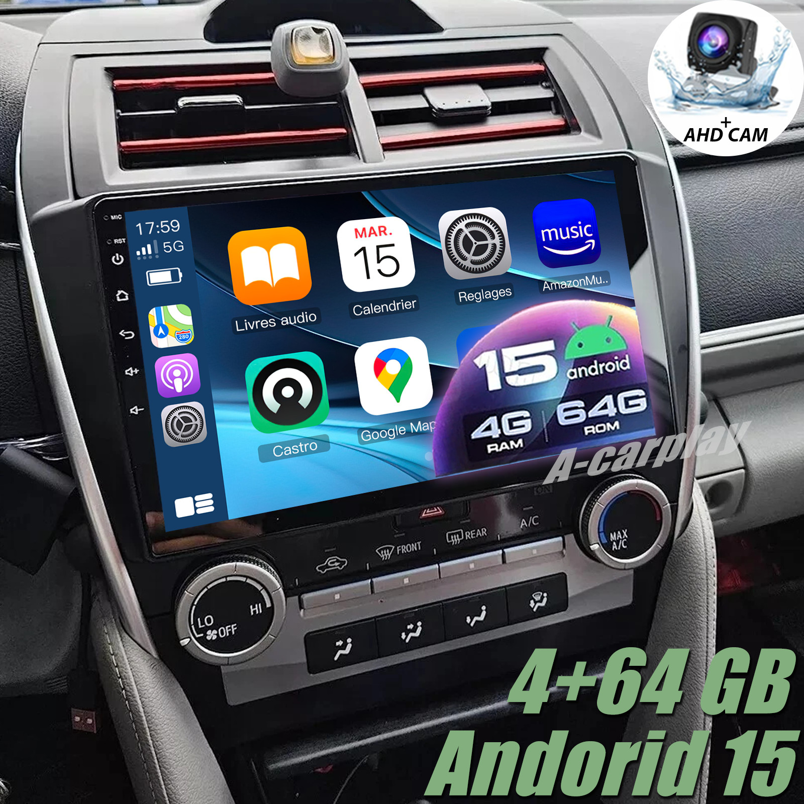 For 2012-2014 Toyota Camry Radio Car Apple Carplay Android GPS Navigation 4+64GB For 2012-2014 Toyota Camry Radio Car Apple Carplay Android GPS Navigation 4+64GB