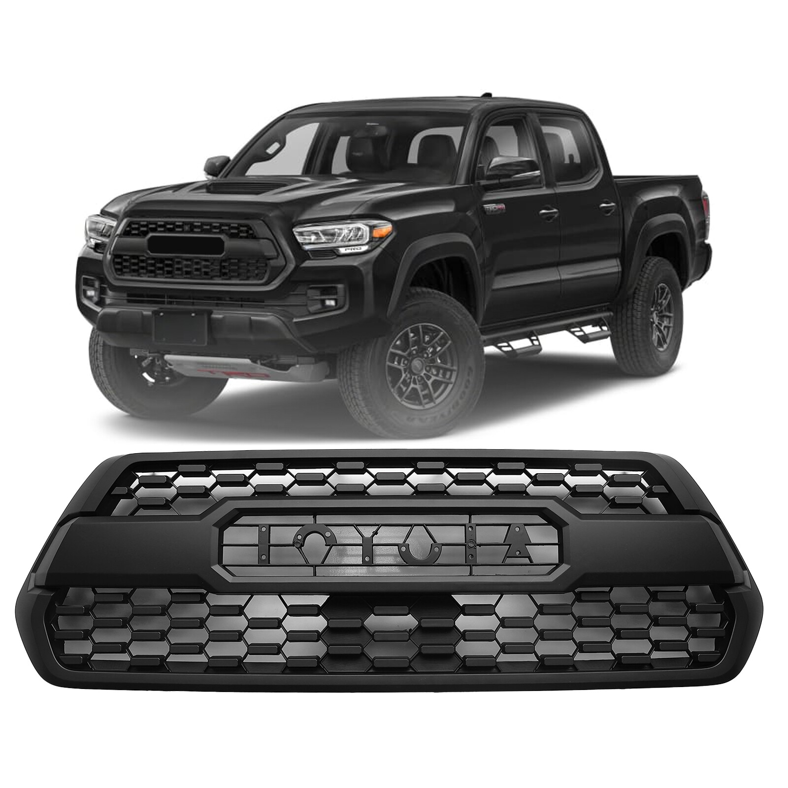 For 2016-2022 Toyota Tacoma SR SR5 TRD Front Bumper Grille Hood Grill Mat Black For 2016-2022 Toyota Tacoma SR SR5 TRD Front Bumper Grille Hood Grill Mat Black