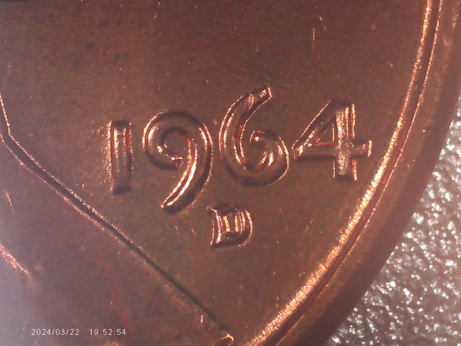 1964 D   D/D  Double Mint Mark  Lincoln Memorial.  Beautiful Red Error Coin