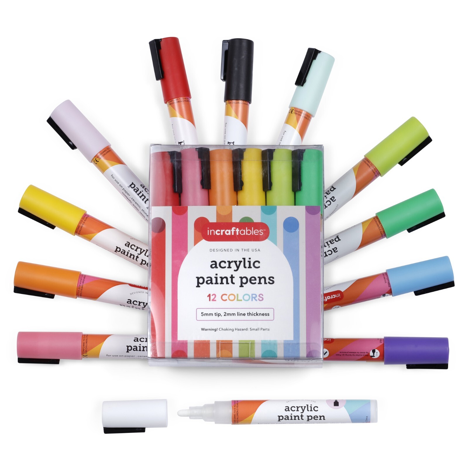 Incraftables Acrylic Paint Pens 12 Colors, Fine Tip Paint Markers for Crafts