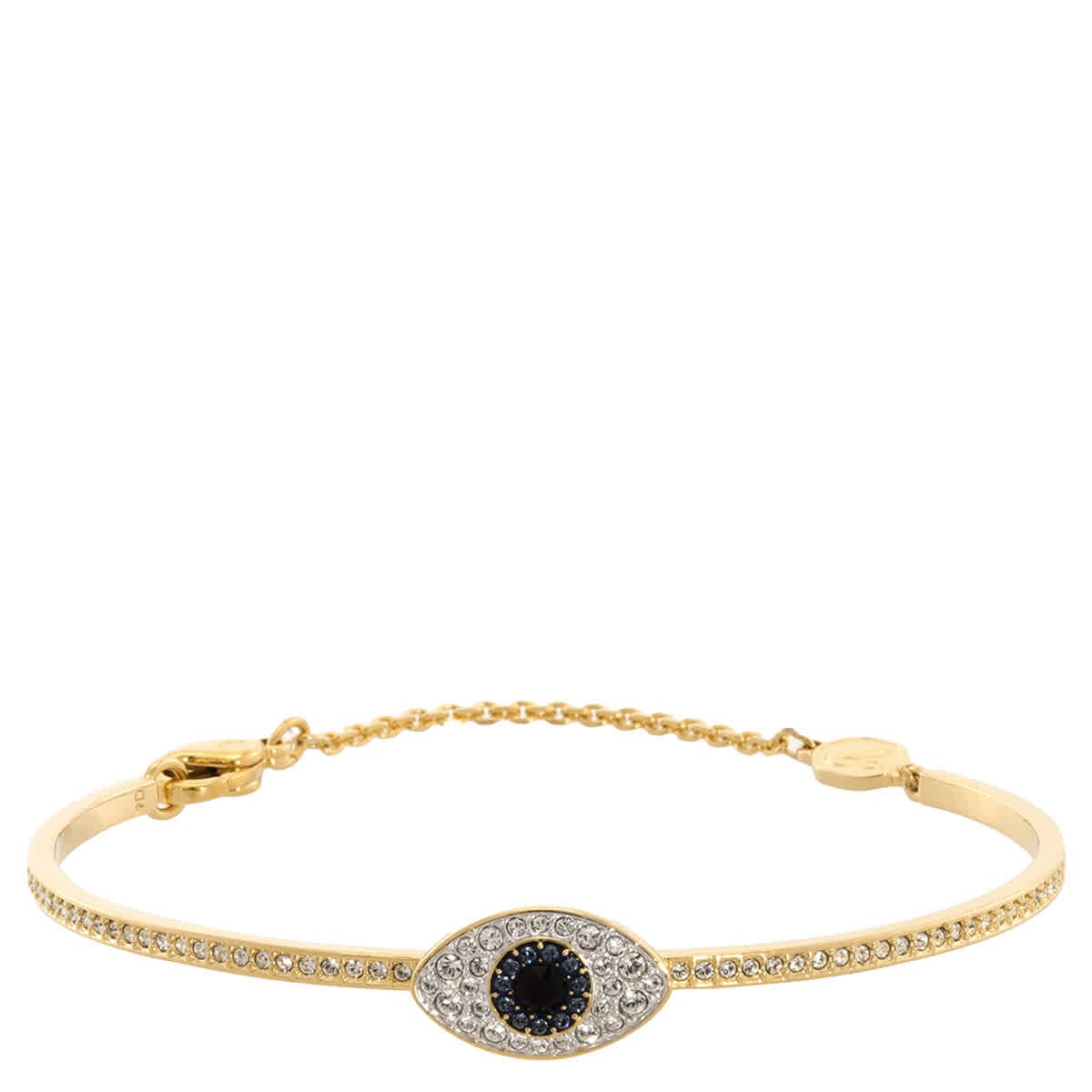 Swarovski Symbolica Blue/Gold Evil Eye Bangle, Size Medium