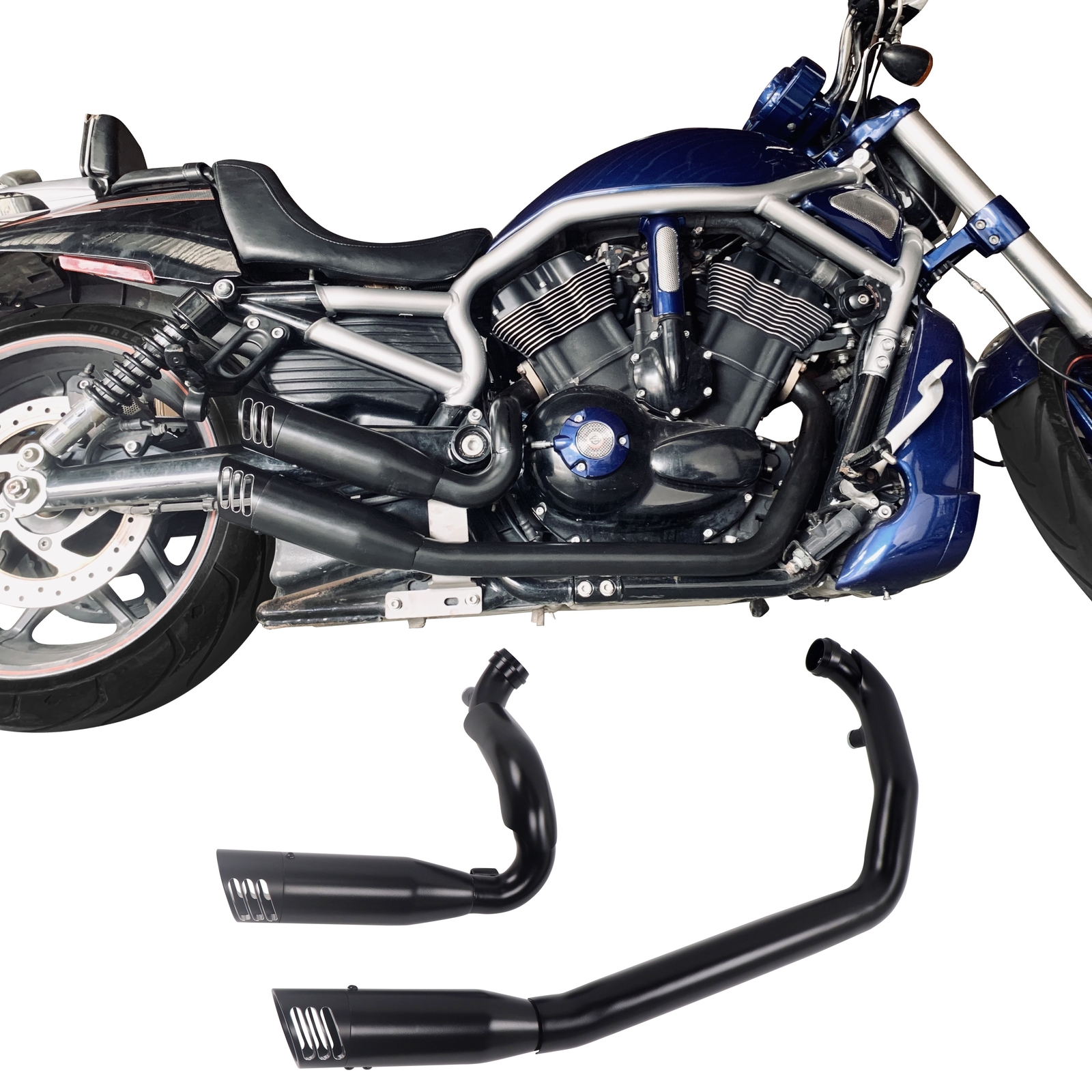 IRON GROWL 2 Into 2 Exhaust System for Harley V Rod Exhaust Pipes Amazing