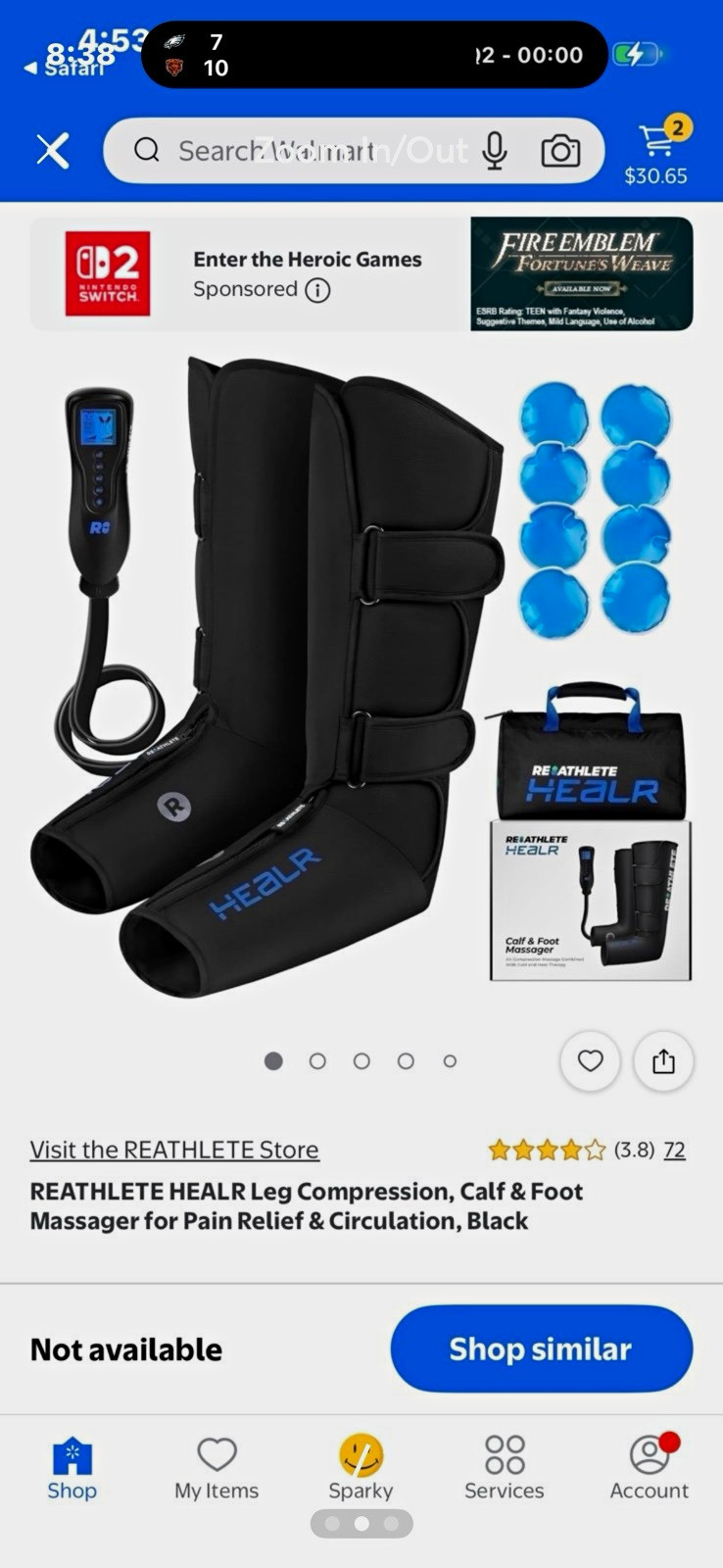 REATHLETE HEALR Leg & Foot Air Compression Massager Heat Black