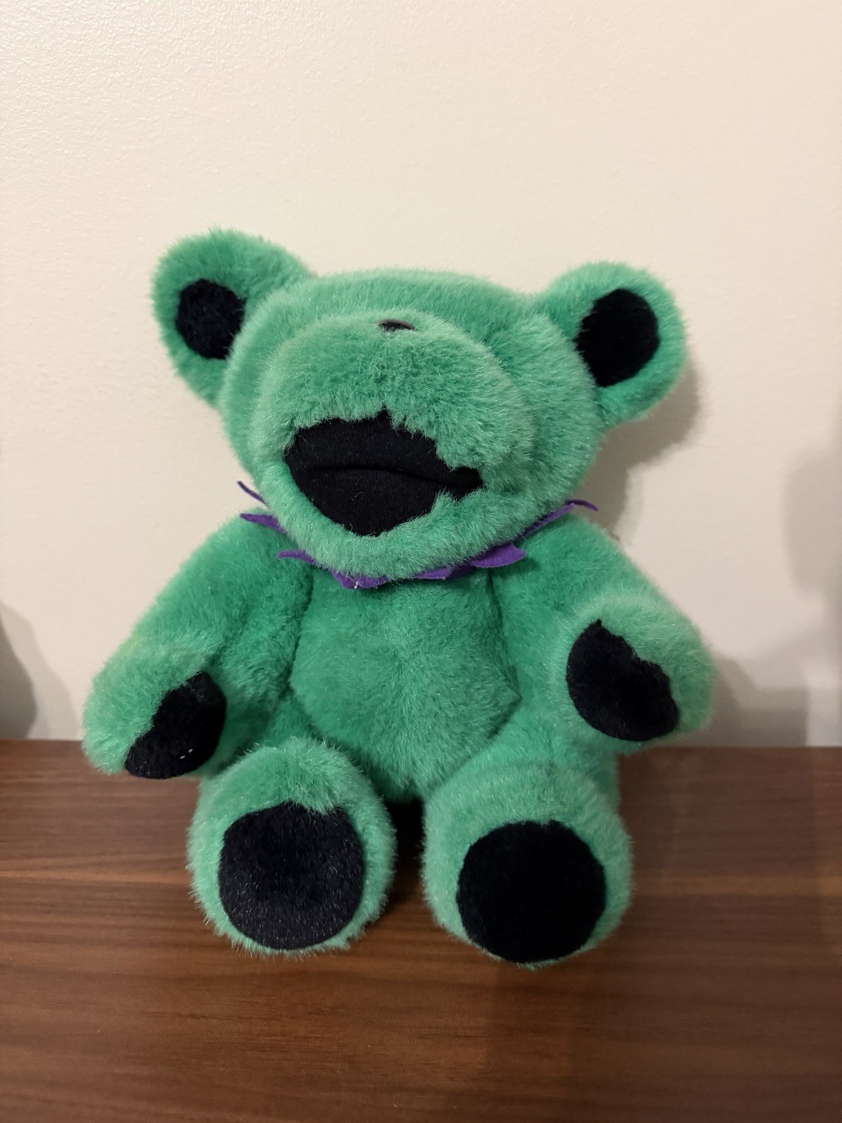 1990s green/purple jointed Grateful Dead Dancing Bear plush made by Steven Smith