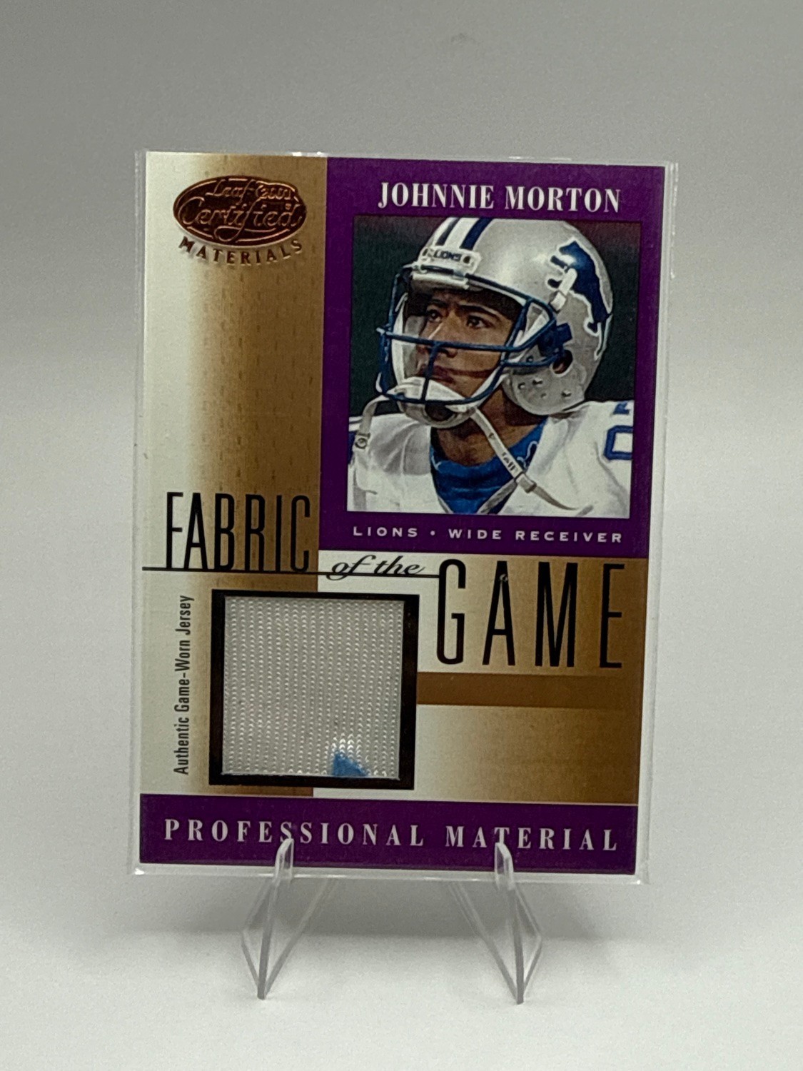 2001 Leaf Certified #FG-127 Johnnie Morton Fabric of the Game Jersey 2001 Leaf Certified #FG-127 Johnnie Morton Fabric of the Game Jersey